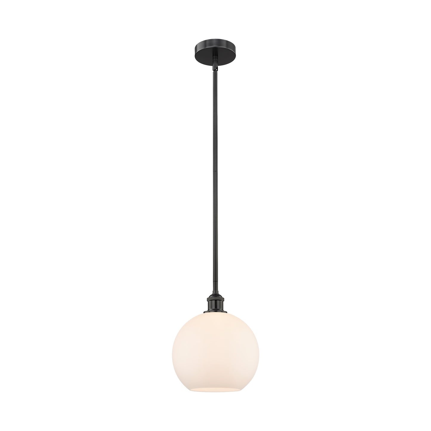 Innovations Athens 10in 1-Light Mini Pendant | Industrial Matte Black Steel and Matte White Glass | Kitchen Island & Dining | Model 616-1S-BK-G121-10-LED