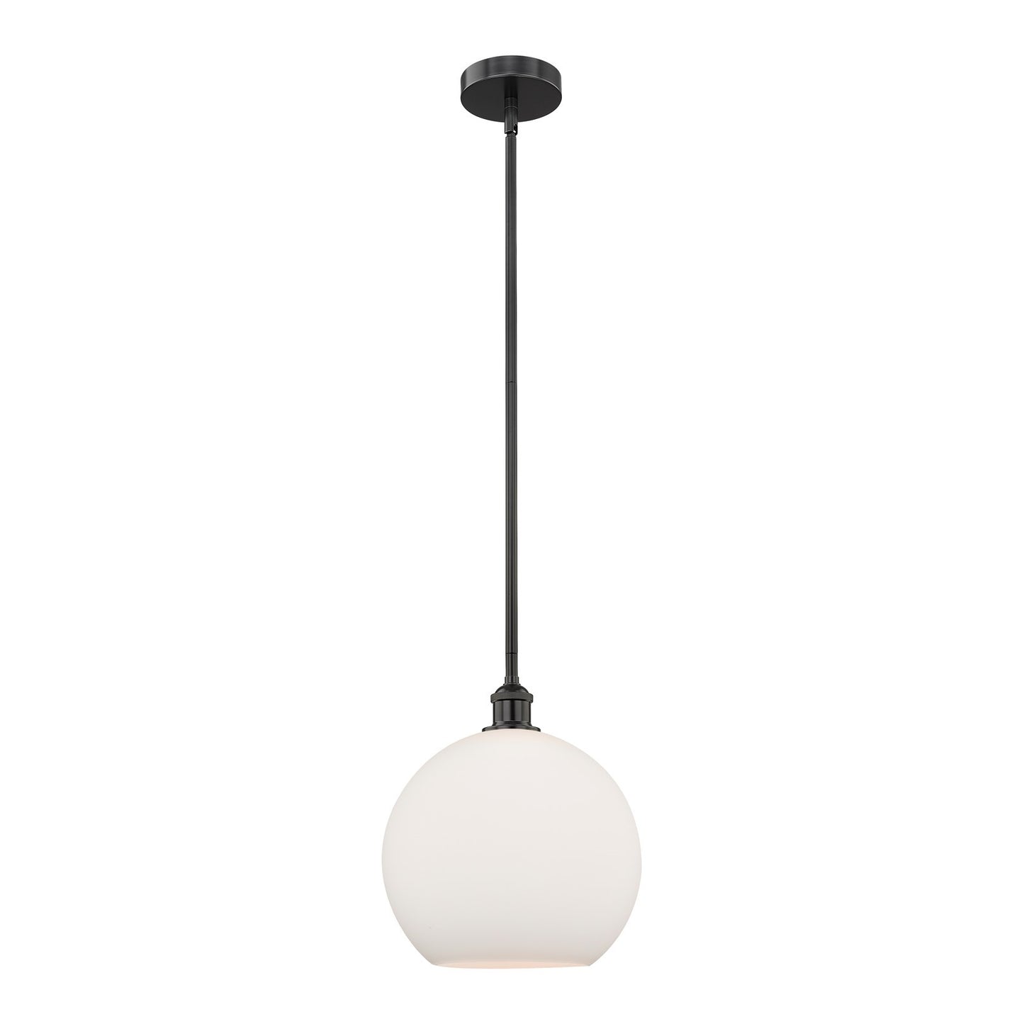 Innovations Athens 12in 1-Light Mini Pendant | Industrial Matte Black Steel and Matte White Glass | Kitchen Island & Dining | Model 616-1S-BK-G121-12-LED