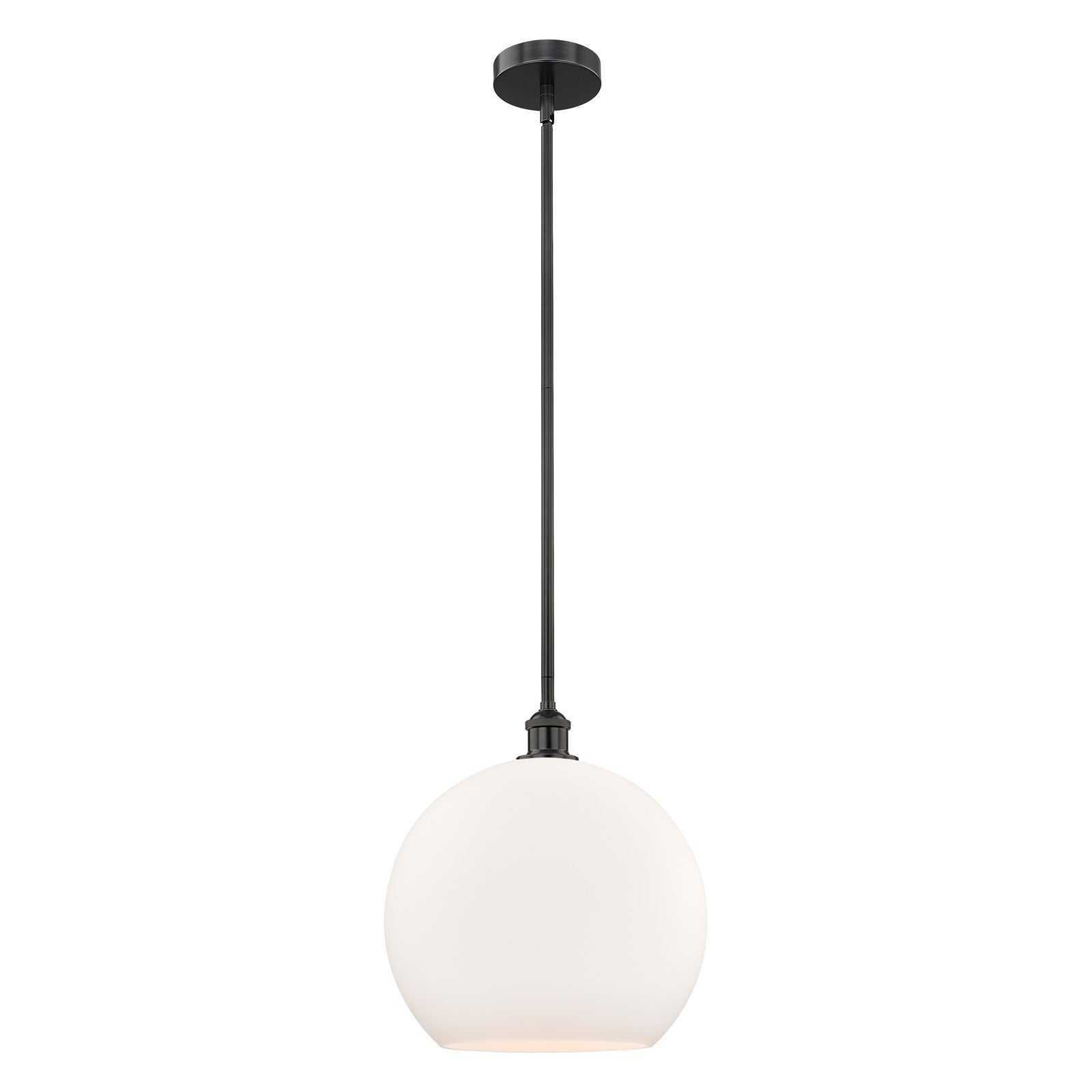 Innovations Athens 14in 1-Light Pendant | Industrial Matte Black Steel and Matte White Glass | Kitchen Island & Dining Room | Model 616-1S-BK-G121-14