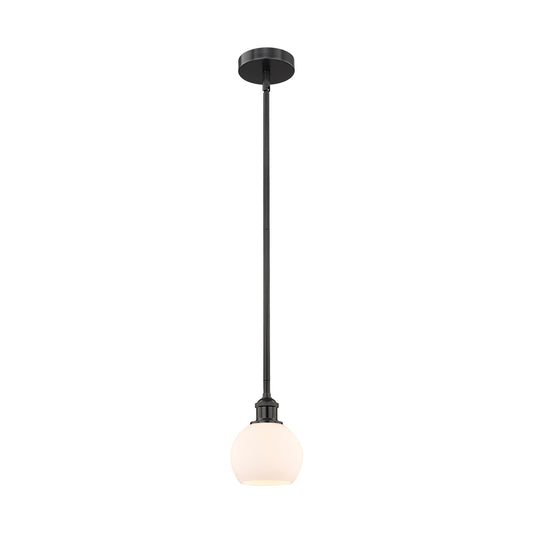 Innovations Athens 6in 1-Light Mini Pendant | Industrial Matte Black Steel and Matte White Glass | Kitchen Island & Dining Room | Model 616-1S-BK-G121-6