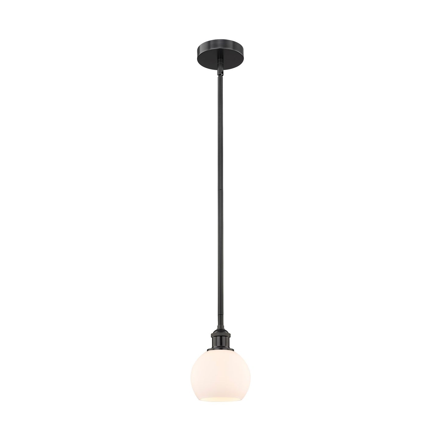 Innovations Athens 6in 1-Light Mini Pendant | Industrial Matte Black Steel and Matte White Glass | Kitchen Island & Dining | Model 616-1S-BK-G121-6-LED