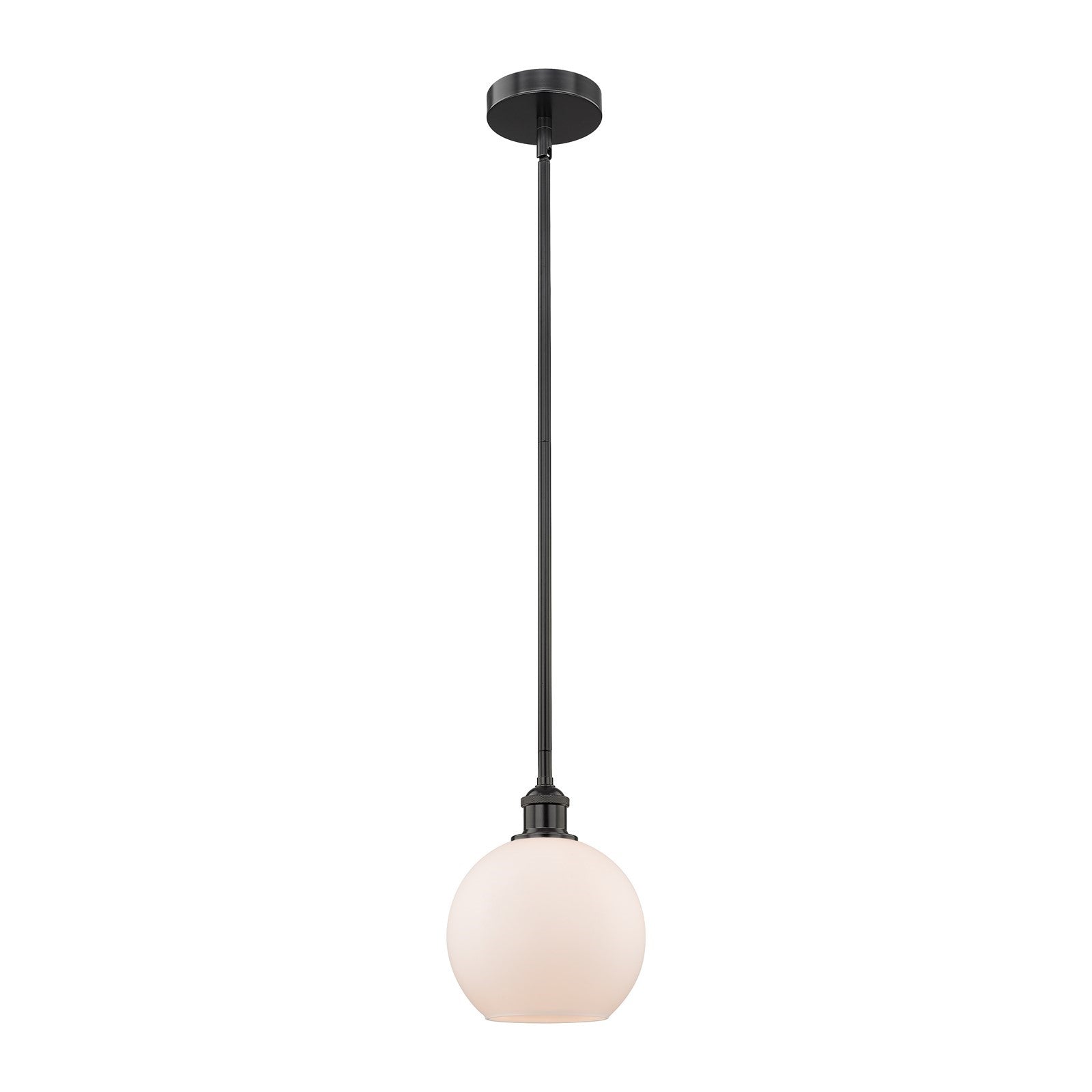 Innovations Athens 8in 1-Light Mini Pendant | Industrial Matte Black Steel and Matte White Frosted Glass | Kitchen Island & | Model 616-1S-BK-G121-8-LED