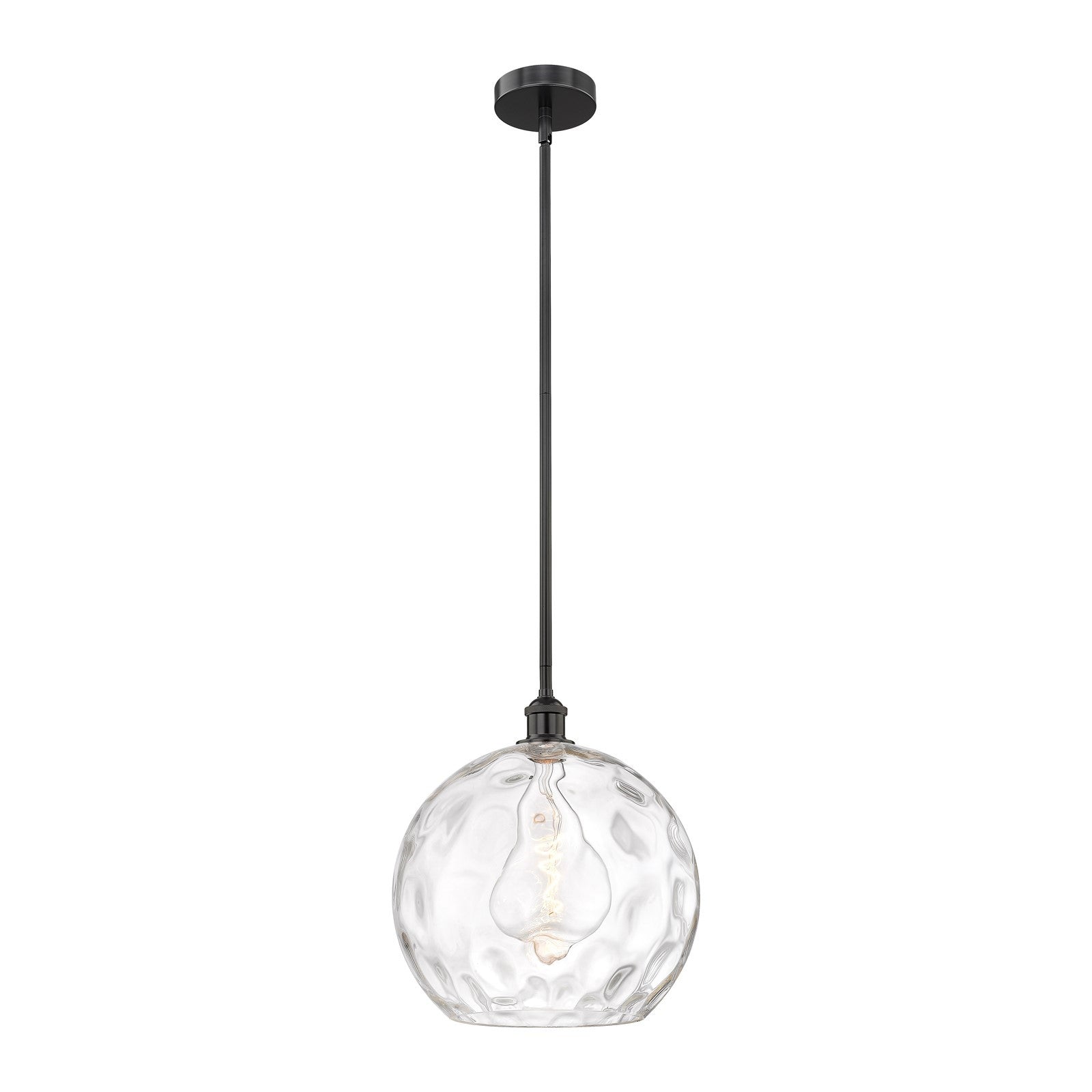 Innovations Athens Water Glass 13in 1-Light Pendant | Industrial Matte Black Steel and Clear Glass | Kitchen Island & Dining | Model 616-1S-BK-G1215-14