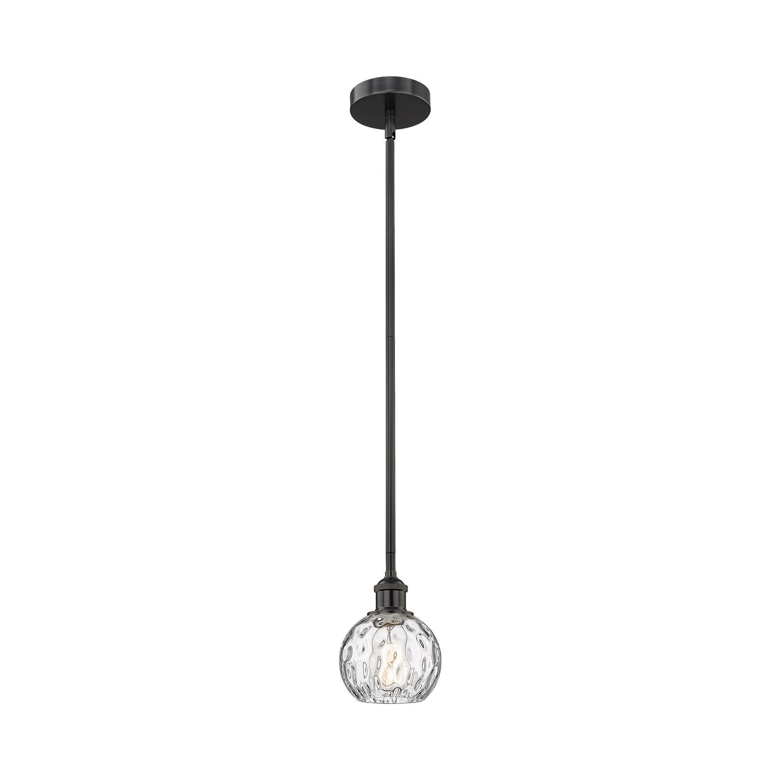 Innovations Athens Water Glass 6in 1-Light Mini Pendant | Industrial Matte Black Steel and Clear Water Glass | Kitchen | Model 616-1S-BK-G1215-6-LED