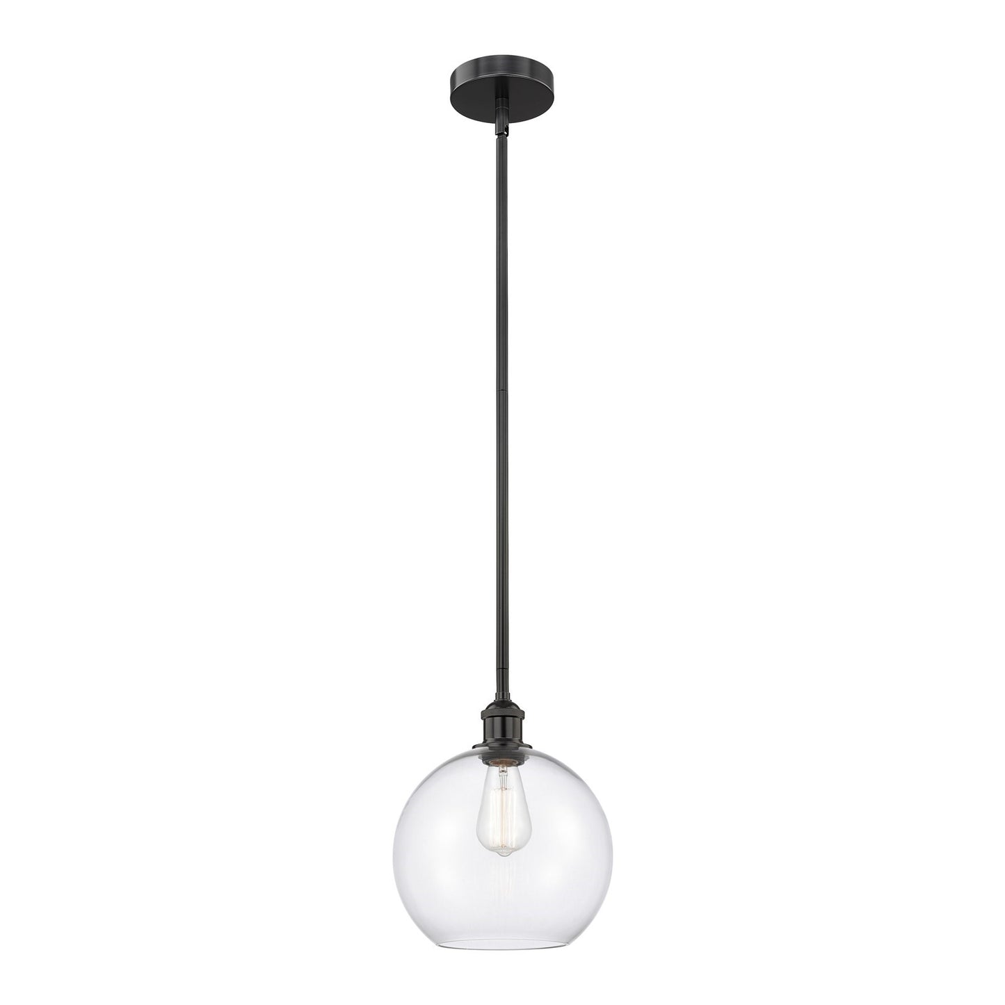 Innovations Athens 10in 1-Light Mini Pendant | Industrial Matte Black Steel and Clear Glass | Kitchen Island & Dining Room | 10 | Model 616-1S-BK-G122-10
