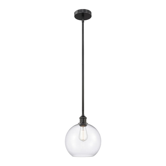 Innovations Athens 10in 1-Light Mini Pendant | Industrial Matte Black Steel and Clear Glass | Kitchen Island & Dining Room | 10 | Model 616-1S-BK-G122-10