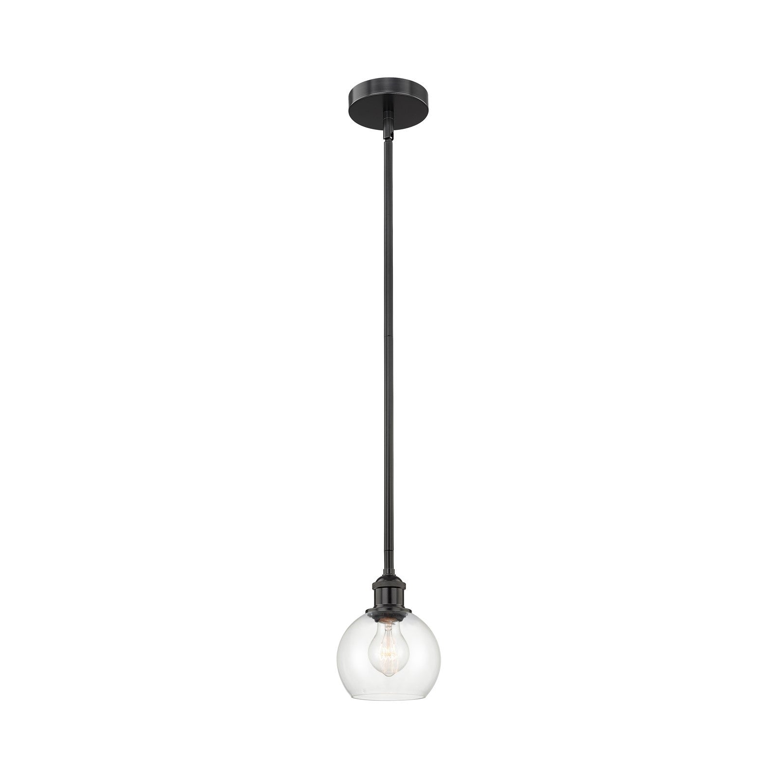 Innovations Athens 6in 1-Light Mini Pendant | Industrial Matte Black Steel and Clear Glass | Kitchen Island & Breakfast Bar | Model 616-1S-BK-G122-6-LED