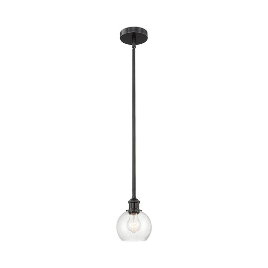 Innovations Athens 6in 1-Light Mini Pendant | Industrial Matte Black Steel and Seedy Glass | Kitchen Island & Dining Room | 5.88 | Model 616-1S-BK-G124-6