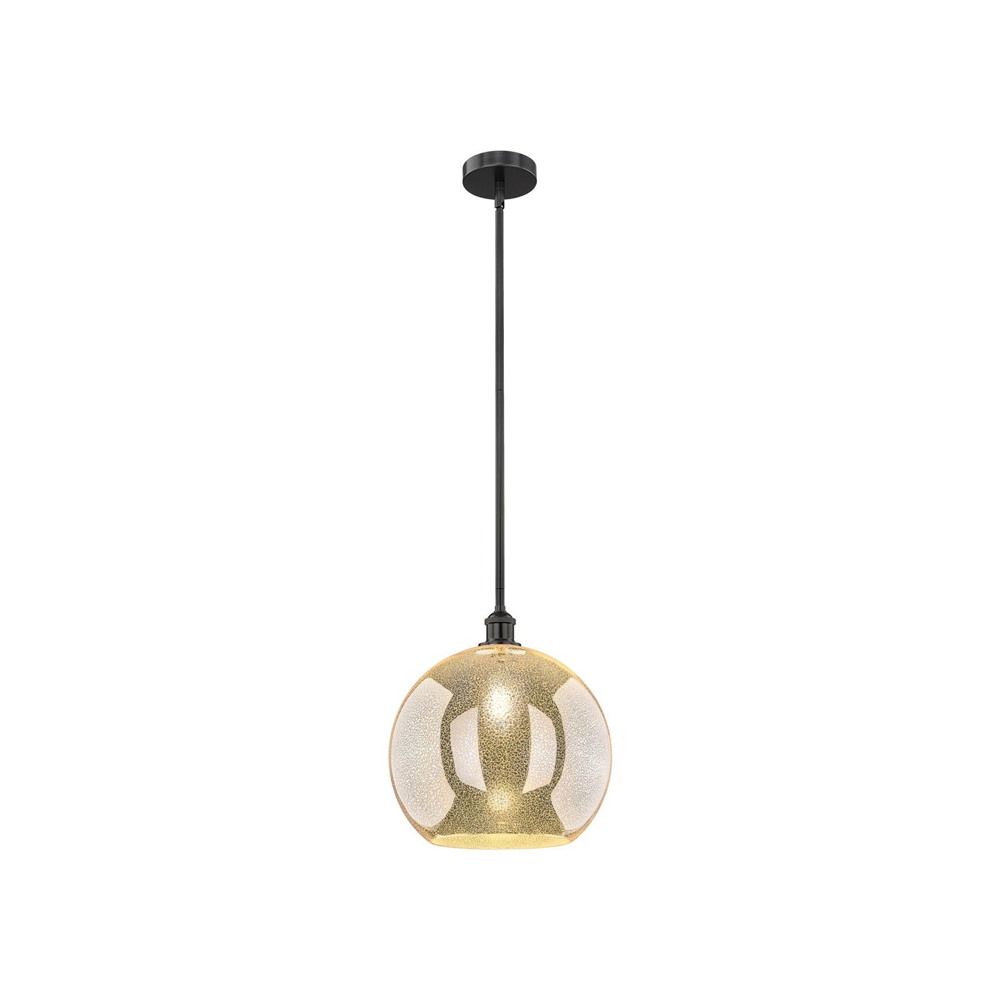 Innovations Athens 14in 1-Light Pendant | Industrial Matte Black Steel and Mercury Glass | Kitchen Island & Dining Room | 13.75 | Model 616-1S-BK-G128-14