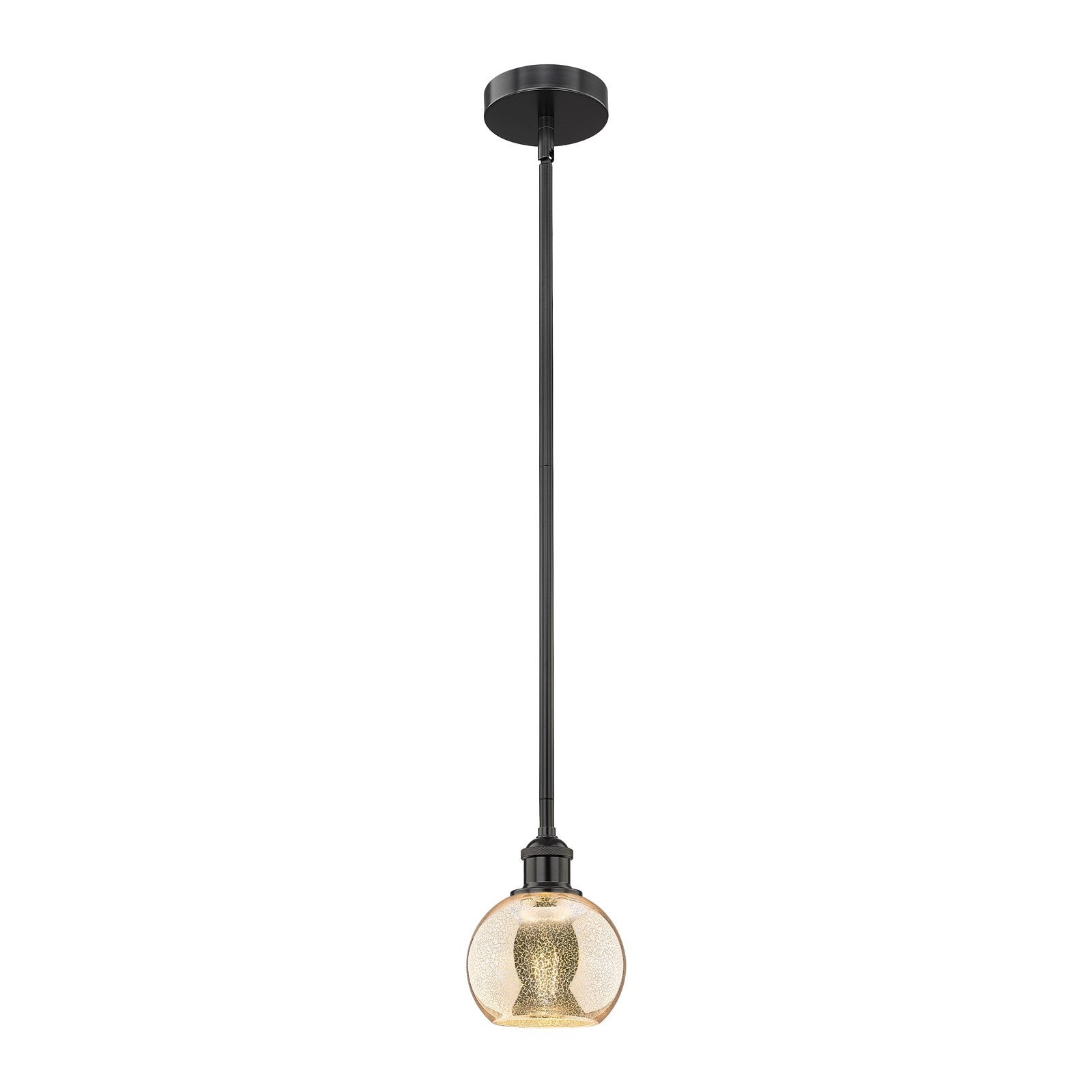 Innovations Athens 6in 1-Light Mini Pendant | Industrial Matte Black Steel and Mercury Glass | Kitchen Island & Dining Room | Model 616-1S-BK-G128-6