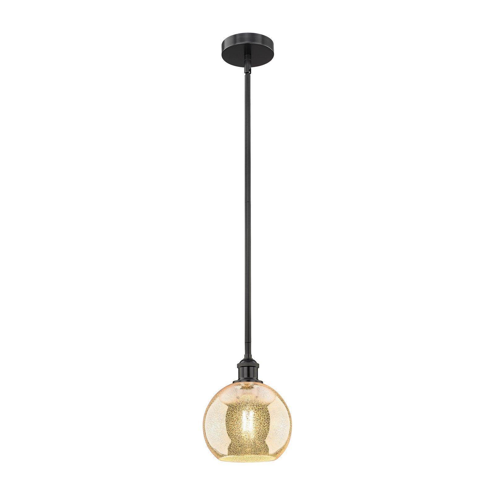 Innovations Athens 8in 1-Light Mini Pendant | Industrial Matte Black Steel and Mercury Glass | Kitchen Island & Dining Room | Model 616-1S-BK-G128-8