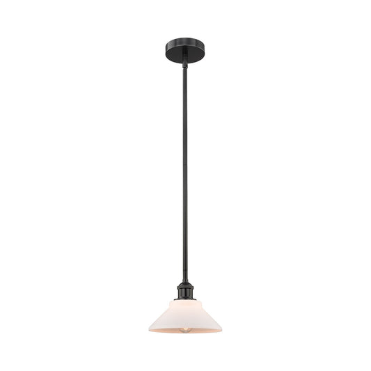 Innovations Orwell 8.38in 1-Light Mini Pendant | Industrial Matte Black Steel and Matte White Glass | Kitchen Island & Dining | Model 616-1S-BK-G131-LED