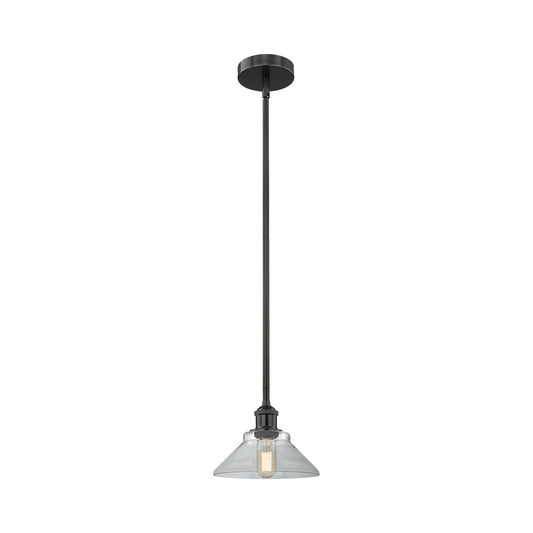 Innovations Orwell 8in 1-Light Mini Pendant | Industrial Matte Black Steel and Clear Glass | Kitchen Island & Dining Room | 8.38 x | Model 616-1S-BK-G132