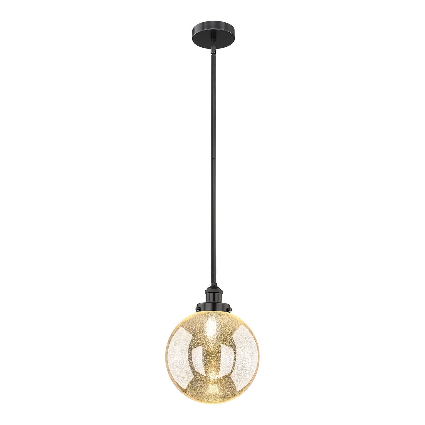 Innovations Beacon 10in 1-Light Mini Pendant | Industrial Matte Black Steel and Mercury Seeded Glass | Kitchen Island & Dining | Model 616-1S-BK-G208-10