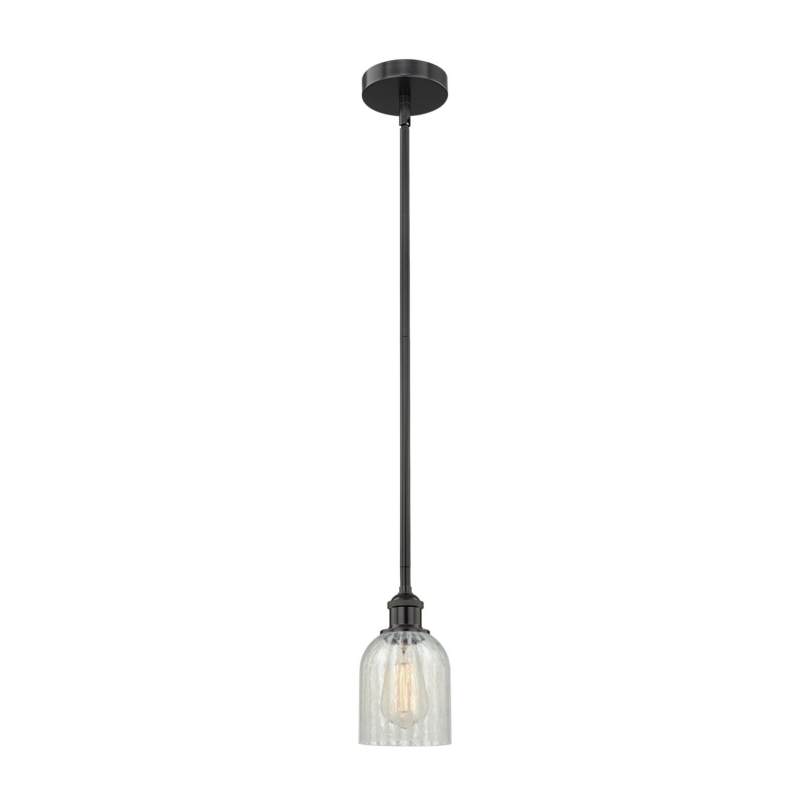 Innovations Caledonia 5in 1-Light Mini Pendant | Industrial Matte Black Steel and Mouchette Glass | Kitchen Island & Dining Room | Model 616-1S-BK-G2511