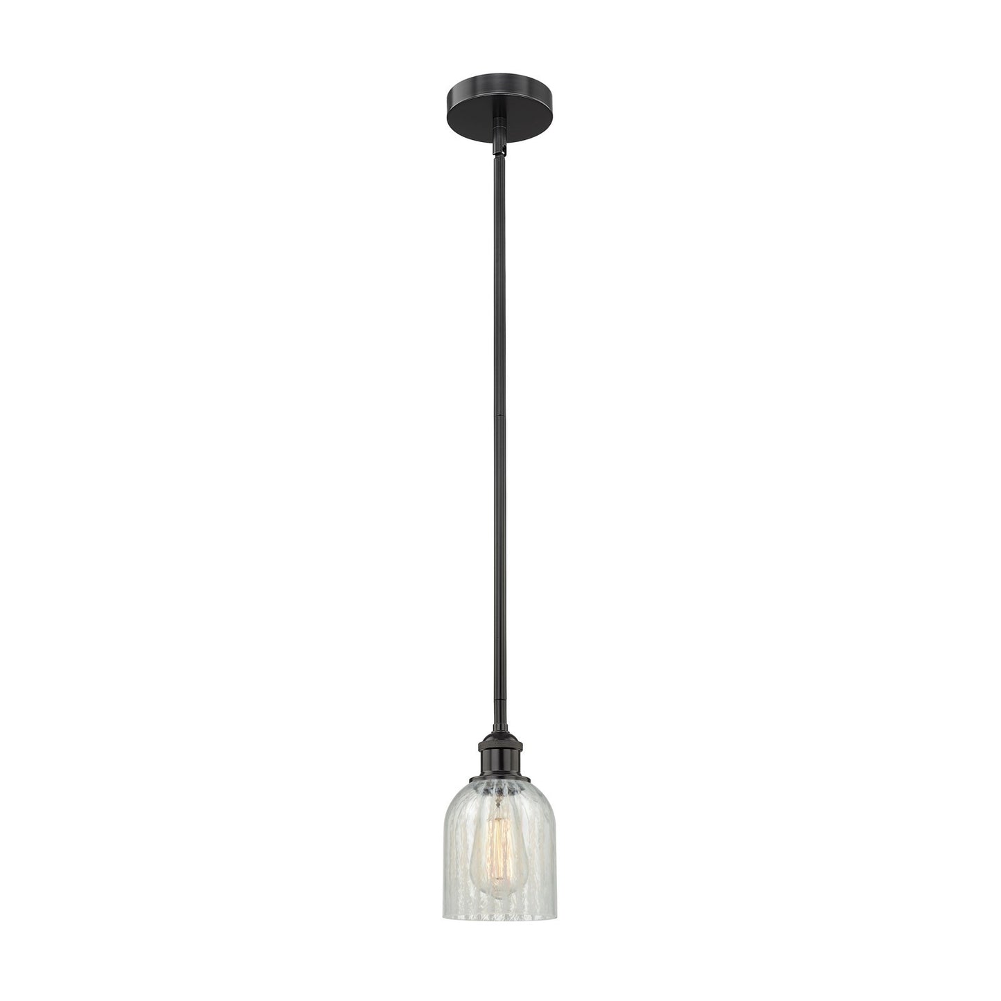Innovations Caledonia 5in 1-Light Mini Pendant | Industrial Matte Black Steel and Mouchette Glass | Kitchen Island & Dining | Model 616-1S-BK-G2511-LED