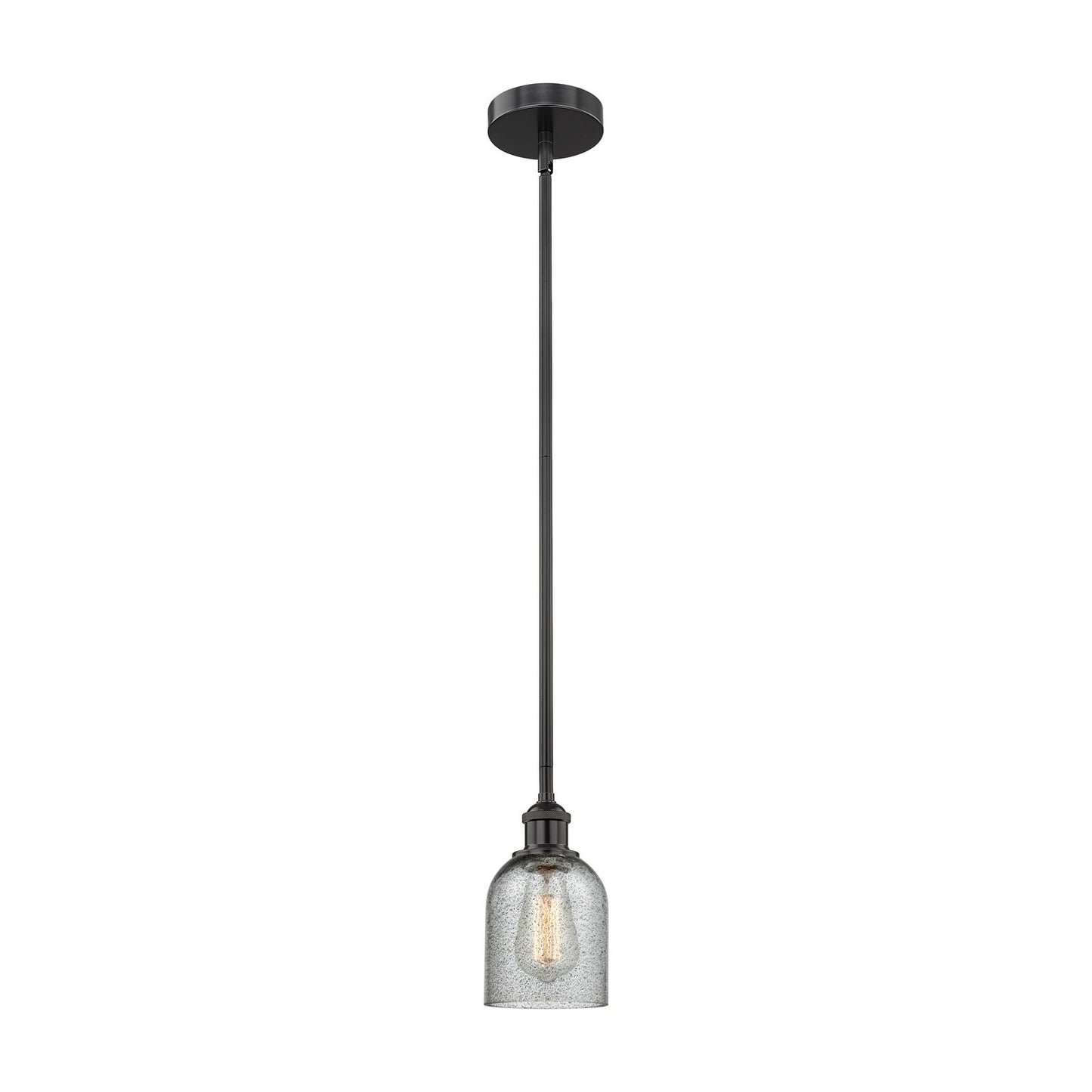 Innovations Caledonia 5in 1-Light Mini Pendant | Industrial Matte Black Steel and Charcoal Glass | Kitchen Island & Dining Room | 5 | Model 616-1S-BK-G257