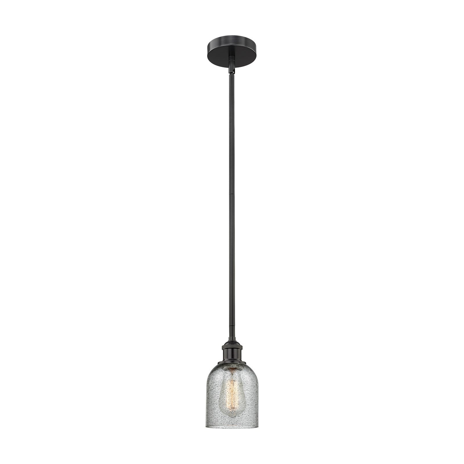 Innovations Caledonia 5in 1-Light Mini Pendant | Industrial Matte Black Steel and Charcoal Glass | Kitchen Island & Dining Room | Model 616-1S-BK-G257-LED
