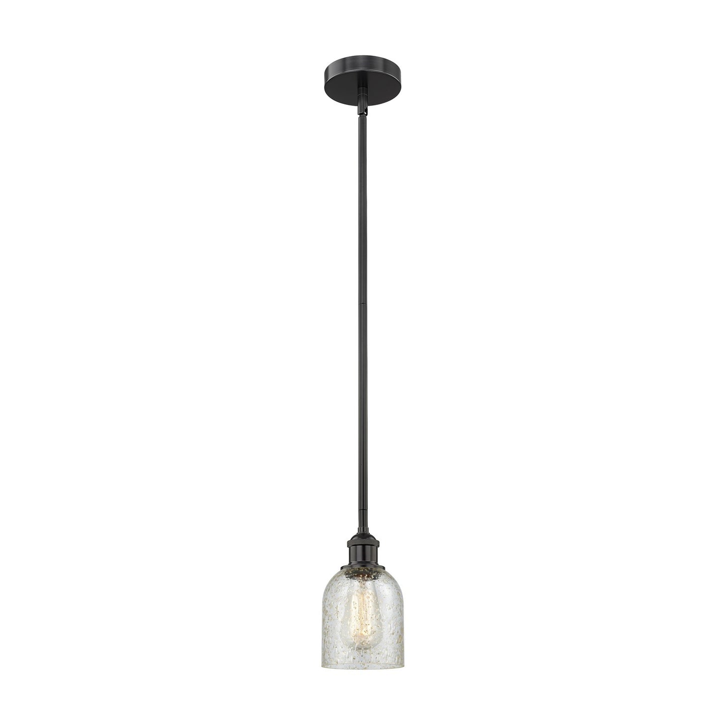 Innovations Caledonia 5in 1-Light Mini Pendant | Industrial Matte Black Steel and Mica Glass | Kitchen Island & Dining Room | 5 x 5 | Model 616-1S-BK-G259