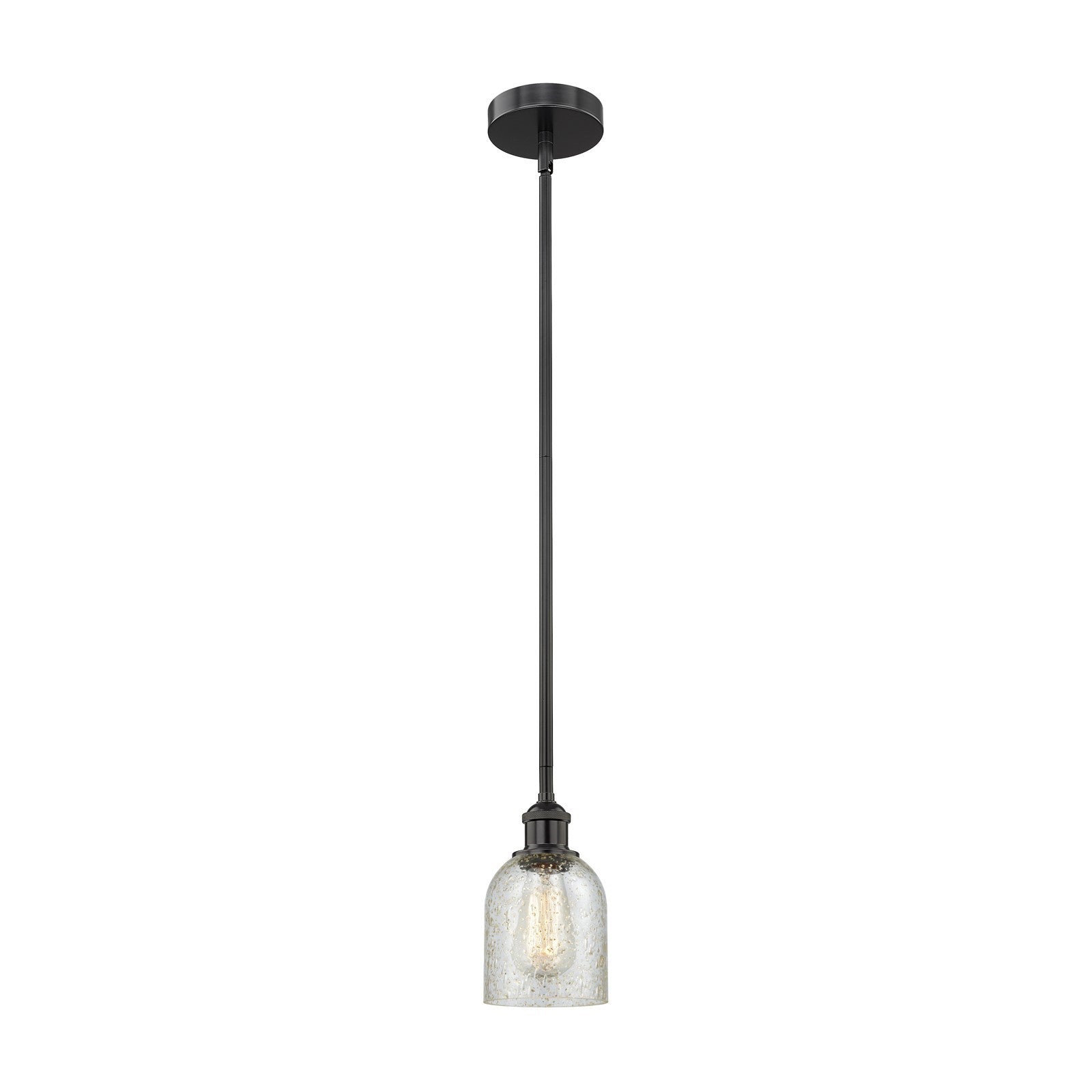 Innovations Caledonia 5in 1-Light Mini Pendant | Industrial Matte Black Steel and Mica Glass | Kitchen Island & Dining Room | 5 x 5 | Model 616-1S-BK-G259