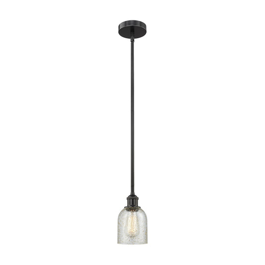 Innovations Caledonia 5in 1-Light Mini Pendant | Industrial Matte Black Steel and Mica Glass | Kitchen Island & Dining Room | 5 | Model 616-1S-BK-G259-LED