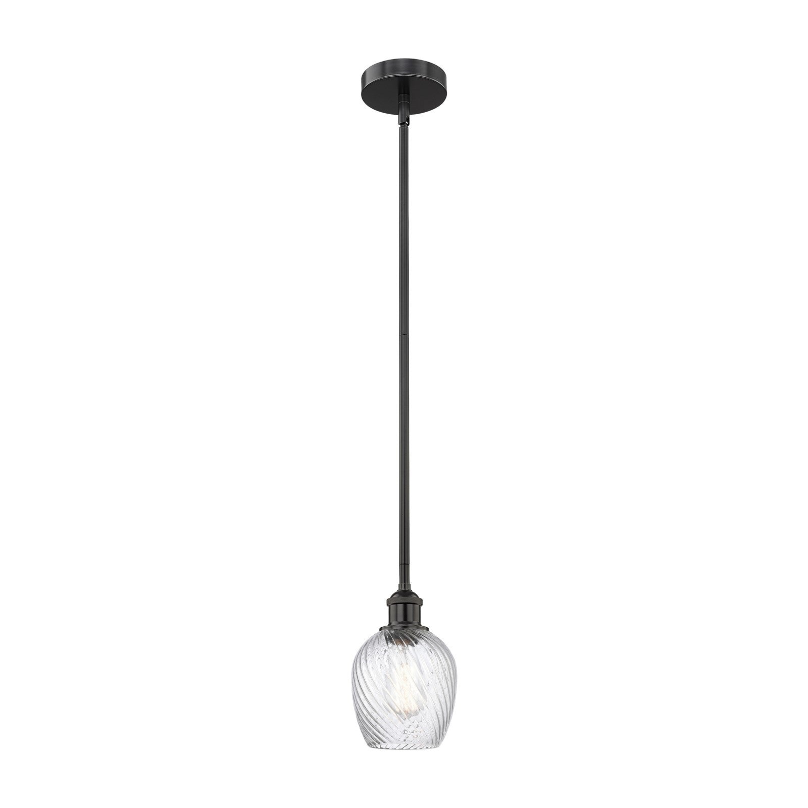 Innovations Salina 6in 1-Light Mini Pendant | Industrial Matte Black Steel and Clear Spiral Fluted Glass | Kitchen Island & Dining | Model 616-1S-BK-G292