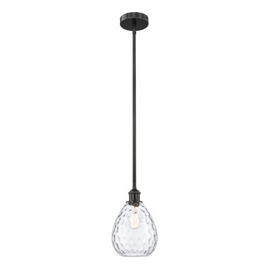 Innovations Waverly 8in 1-Light Mini Pendant | Industrial Matte Black Steel and Clear Glass | Kitchen Island & Dining Room | 8 | Model 616-1S-BK-G372-LED