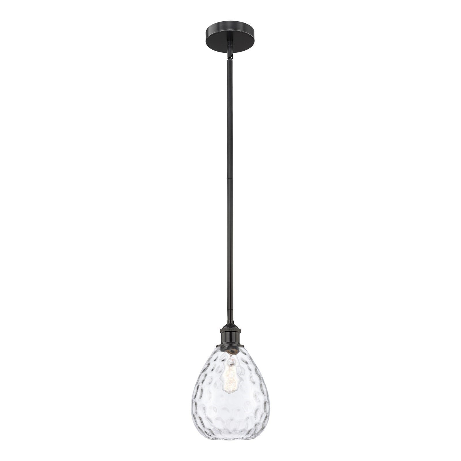 Innovations Waverly 8in 1-Light Mini Pendant | Industrial Matte Black Steel and Clear Glass | Kitchen Island & Dining Room | 8 | Model 616-1S-BK-G372-LED