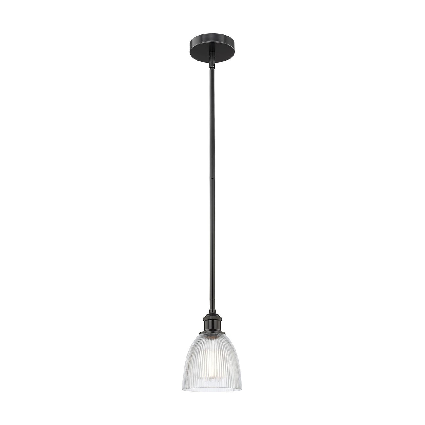Innovations Castile 6in 1-Light Mini Pendant | Industrial Matte Black Steel and Clear Glass | Kitchen Island & Dining Room | 6 x 6 | Model 616-1S-BK-G382