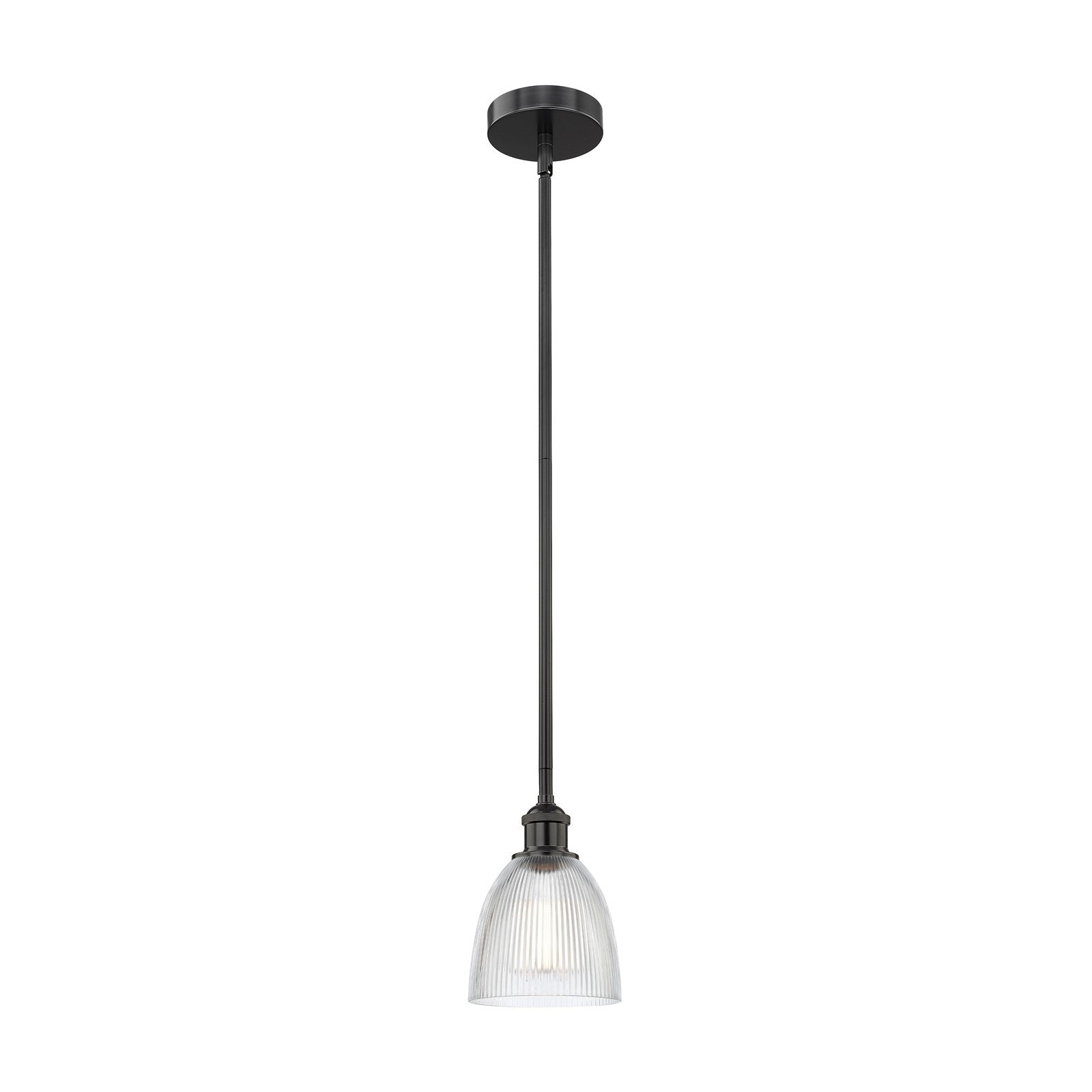Innovations Castile 6in 1-Light Mini Pendant | Industrial Matte Black Steel and Clear Glass | Kitchen Island & Dining Room | 6 | Model 616-1S-BK-G382-LED