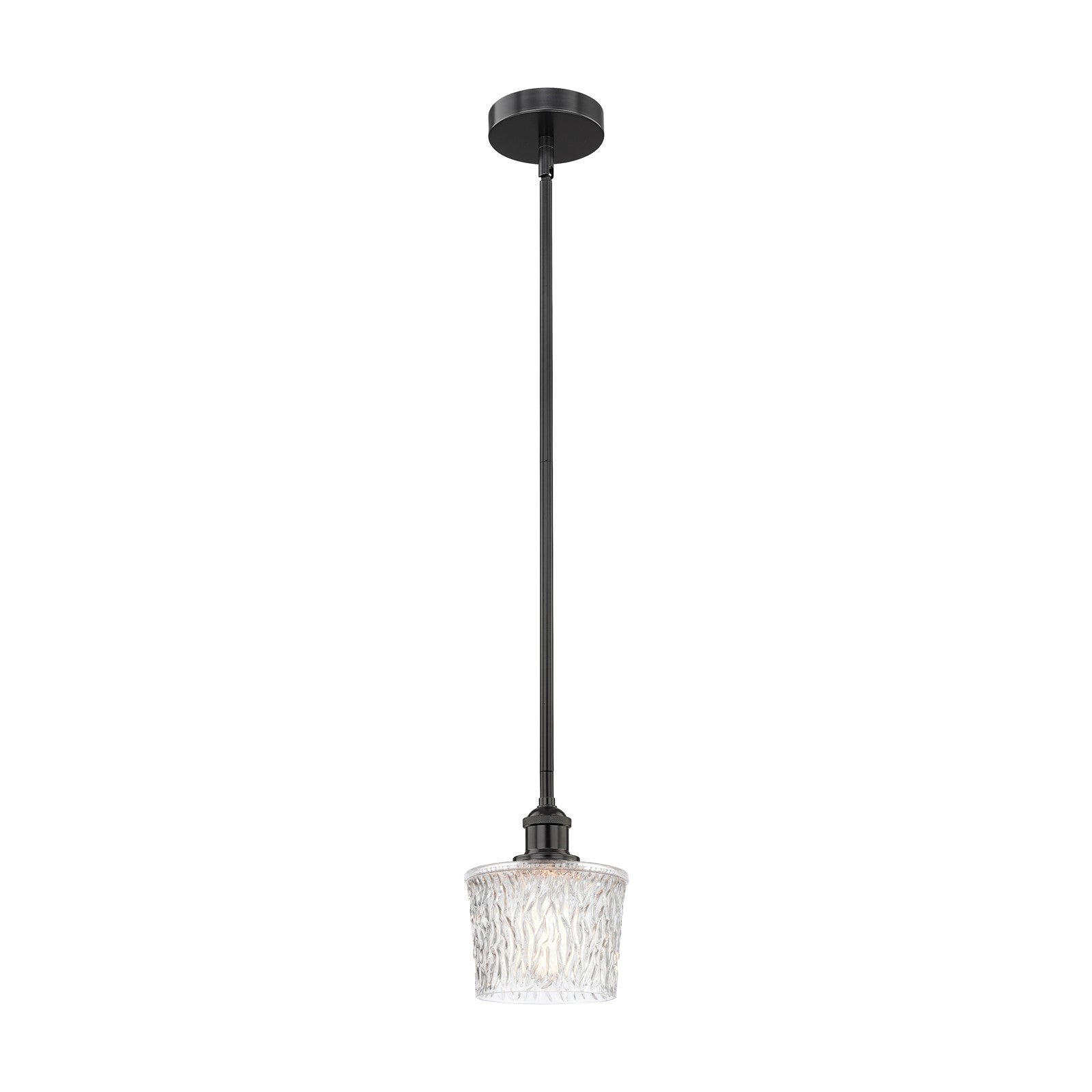 Innovations Niagara 7in 1-Light Mini Pendant | Industrial Matte Black Steel and Clear Textured Glass | Kitchen Island & Dining Room | Model 616-1S-BK-G402