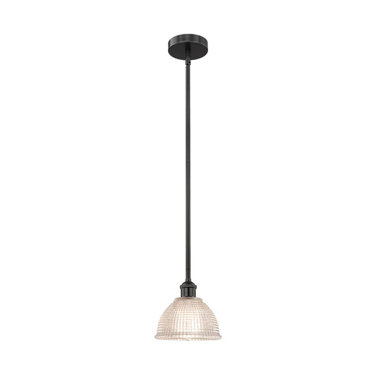 Innovations Arietta 8in 1-Light Mini Pendant | Industrial Matte Black Steel and Clear Glass | Kitchen Island & Dining Room | 8 x 8 | Model 616-1S-BK-G422