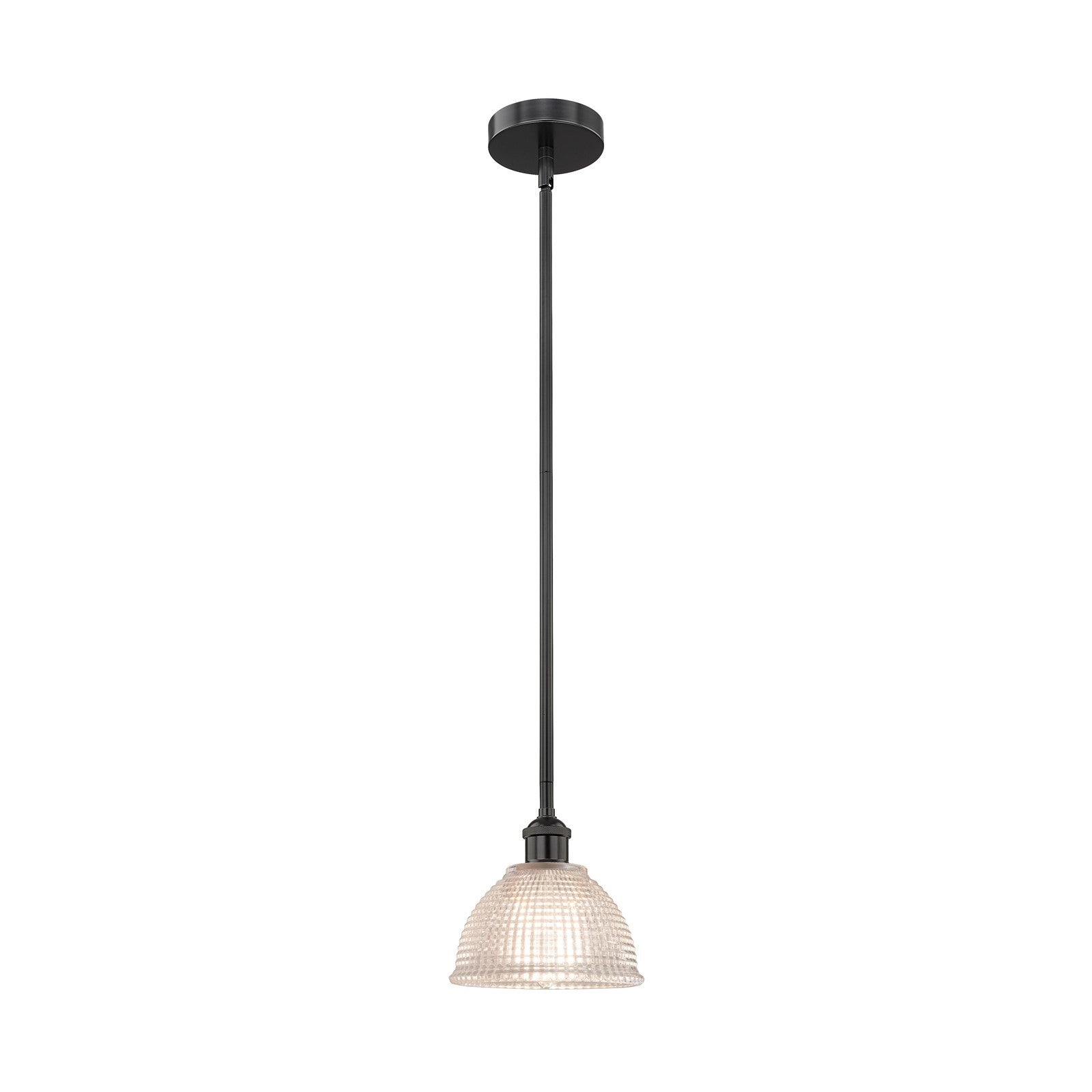 Innovations Arietta 8in 1-Light Mini Pendant | Industrial Matte Black Steel and Clear Glass | Kitchen Island & Dining Room | 8 | Model 616-1S-BK-G422-LED