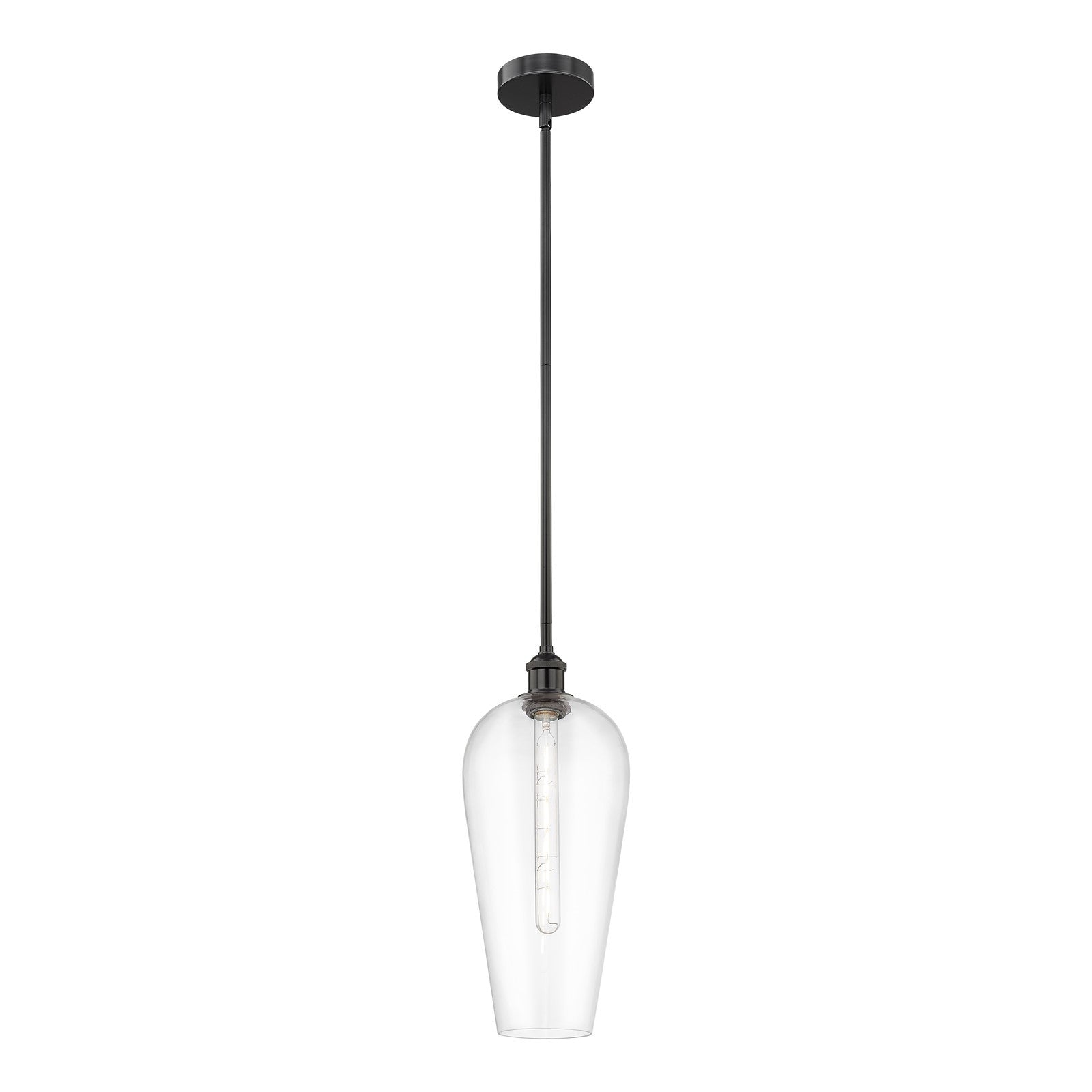 Innovations Chelsea 8in 1-Light Mini Pendant | Industrial Matte Black Steel and Clear Glass | Kitchen Island & Dining Room | 8 | Model 616-1S-BK-G456-8CL
