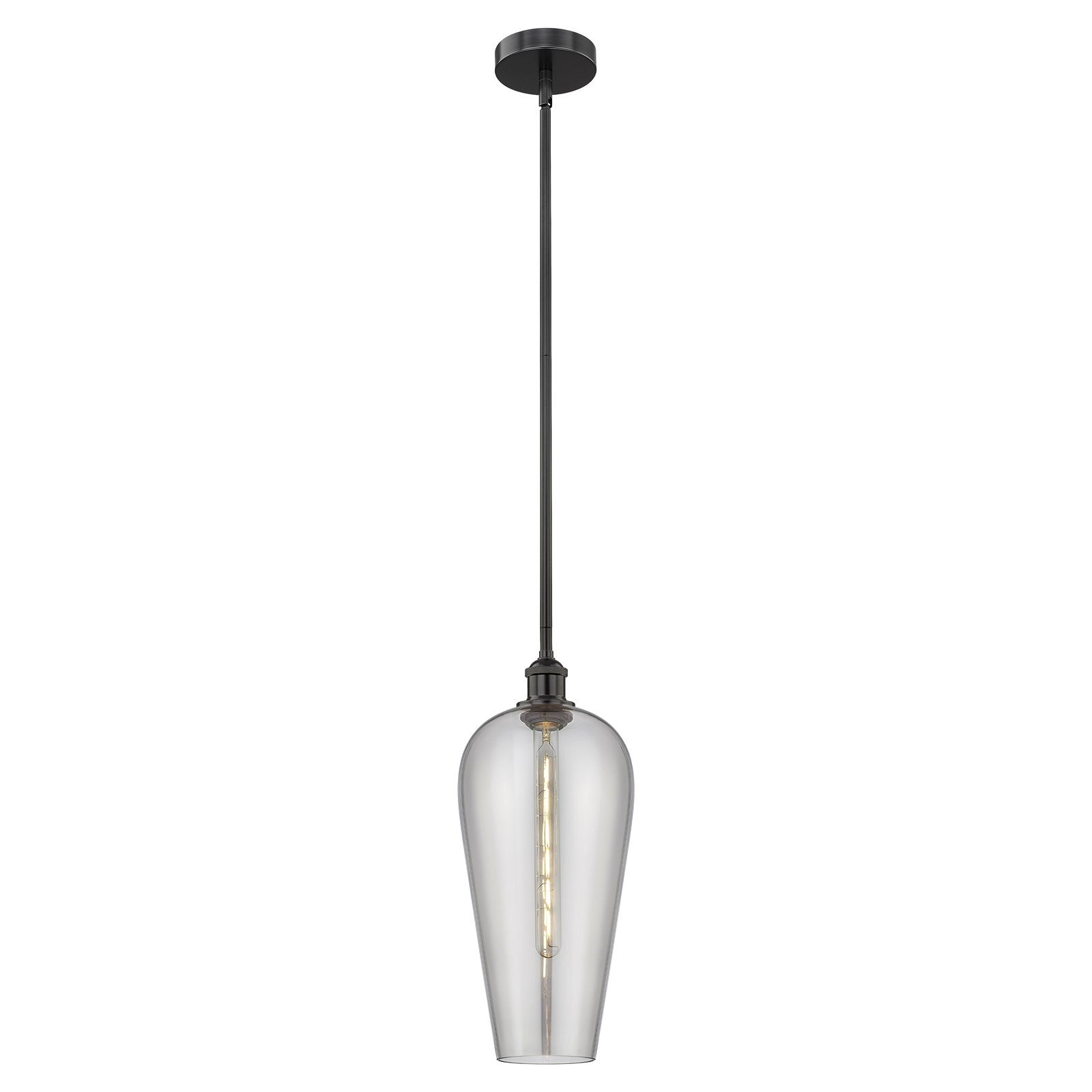 Innovations Chelsea 8in 1-Light Mini Pendant | Industrial Matte Black Steel and Light Smoked Glass | Kitchen Island & Dining | Model 616-1S-BK-G456-8SM