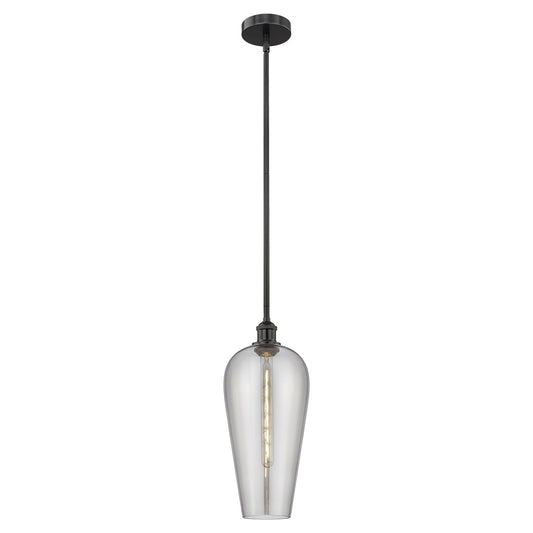 Innovations Chelsea 8in 1-Light Mini Pendant | Industrial Matte Black Steel and Light Smoked Glass | Kitchen Island & Dining | Model 616-1S-BK-G456-8SM