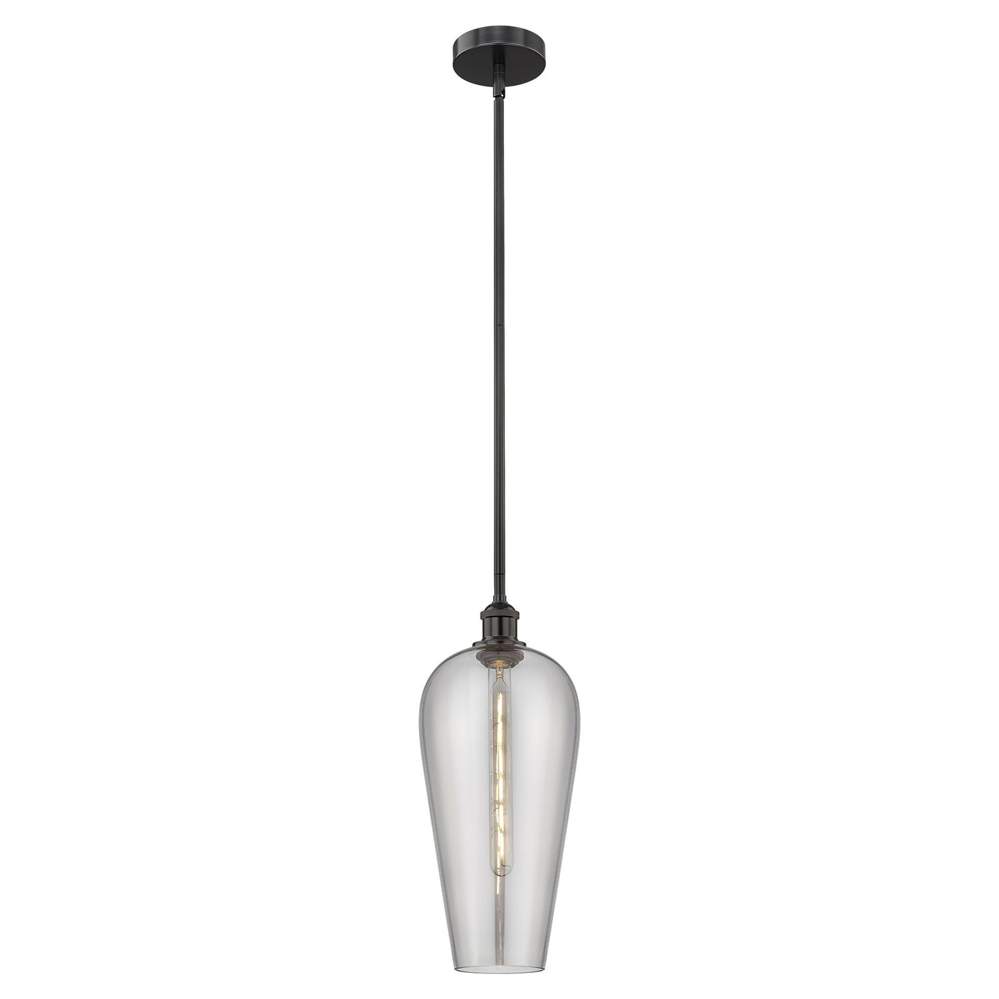 Innovations Chelsea 8in 1-Light Mini Pendant | Industrial Matte Black Steel and Light Smoked Glass | Kitchen Island & Dining | Model 616-1S-BK-G456-8SM