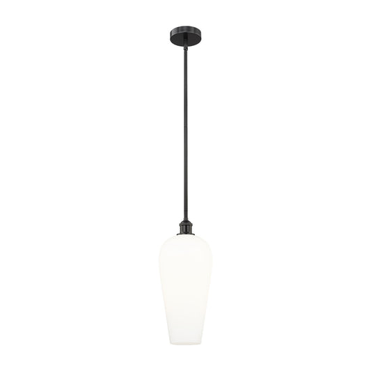 Innovations Chelsea 8in 1-Light Mini Pendant | Industrial Matte Black Steel and White Glass | Kitchen Island & Dining Room | 8 | Model 616-1S-BK-G456-8WH