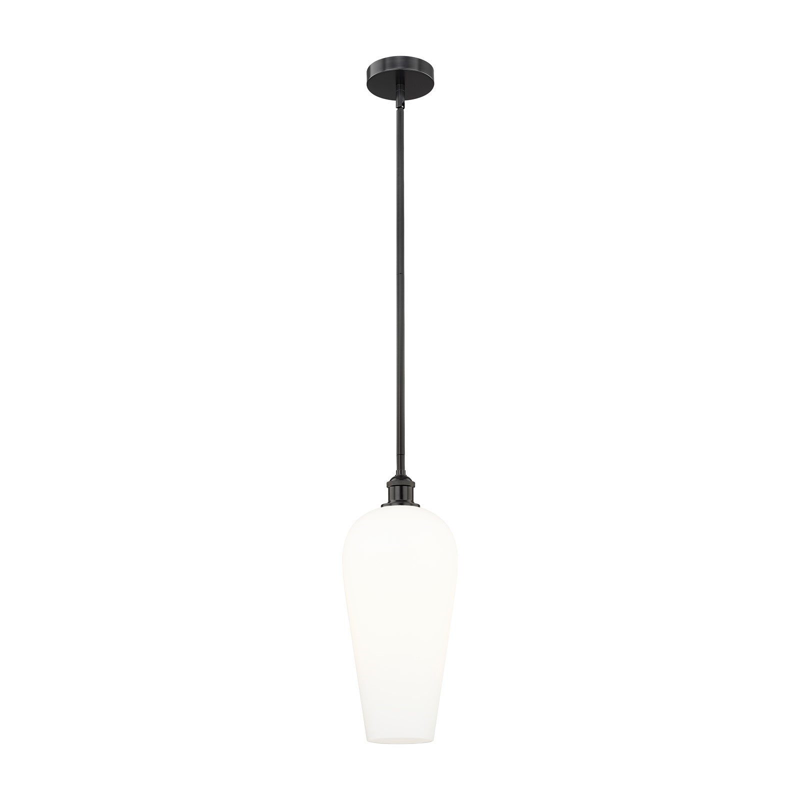 Innovations Chelsea 8in 1-Light Mini Pendant | Industrial Matte Black Steel and White Glass | Kitchen Island & Dining Room | 8 | Model 616-1S-BK-G456-8WH