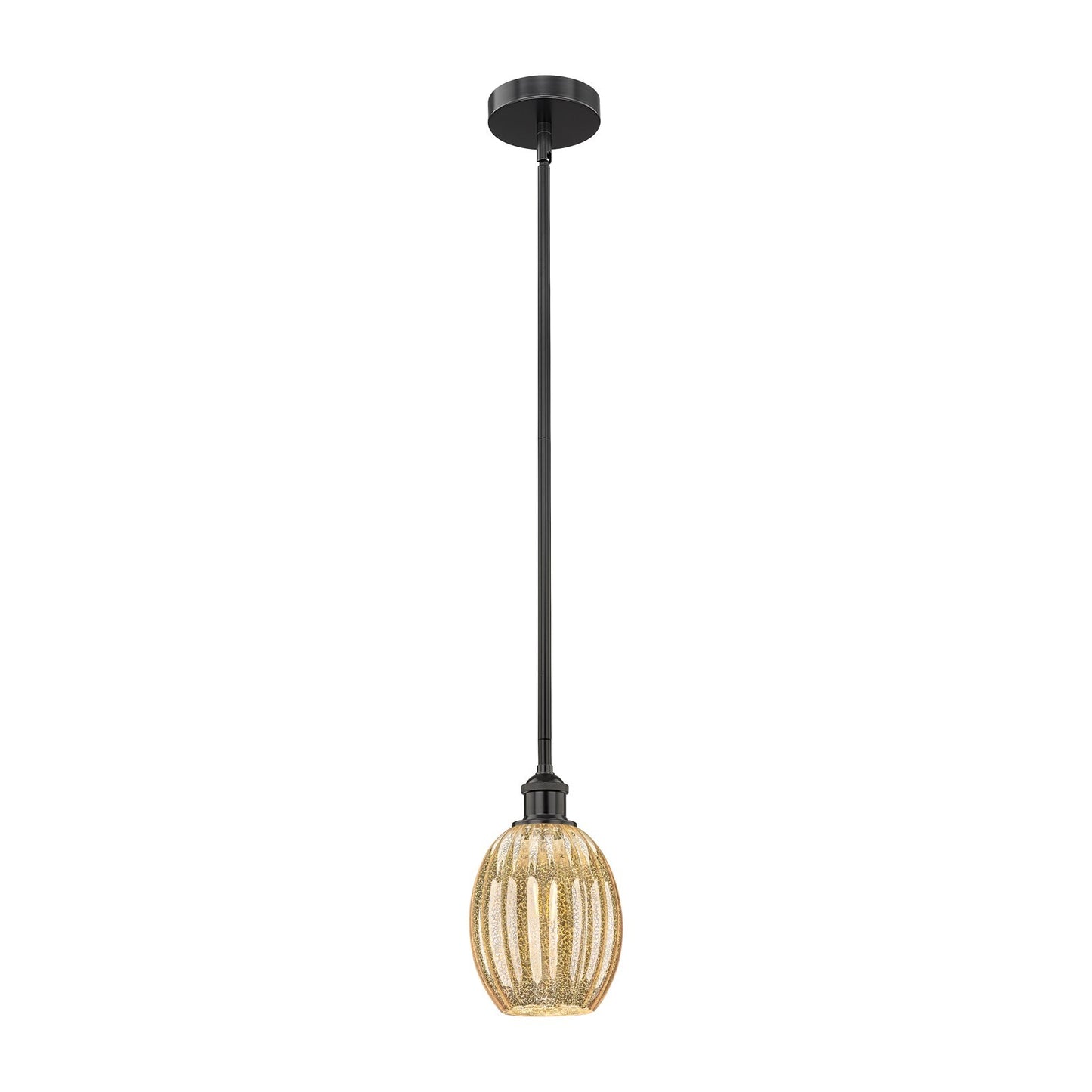 Innovations Preston Bulb 6.25in 1-Light Mini Pendant | Industrial Matte Black Steel and Mercury Glass | Kitchen Island | 6.25 x | Model 616-1S-BK-G459-6ME