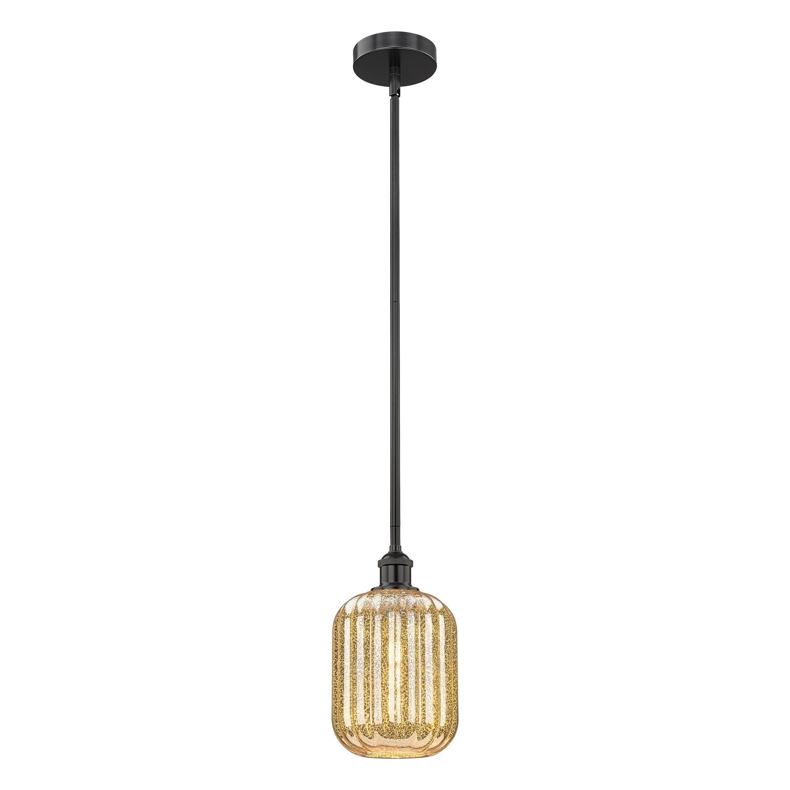 Innovations Preston Cylinder 7in 1-Light Mini Pendant | Industrial Matte Black Steel and Mercury Glass | Kitchen Island & | Model 616-1S-BK-G460-7ME