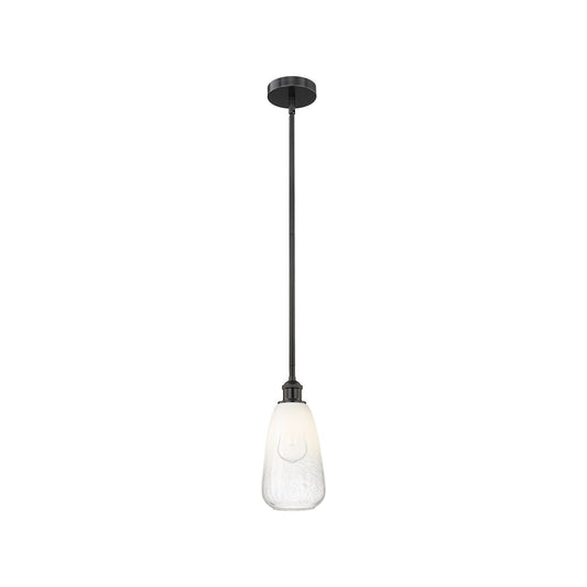 Innovations Brookhaven Almond 6in 1-Light Mini Pendant | Industrial Matte Black Steel and Opal Glass | Kitchen Island & Dining | Model 616-1S-BK-G480-6OP