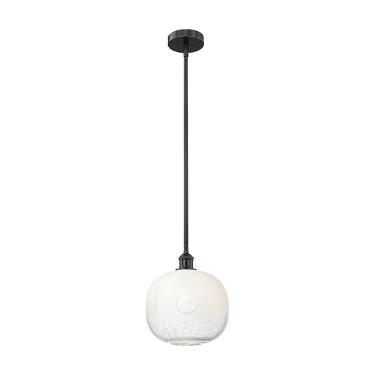 Innovations Brookhaven Sphere 11in 1-Light Mini Pendant | Industrial Matte Black Steel and Opal Glass | Kitchen Island & | Model 616-1S-BK-G481-10OP