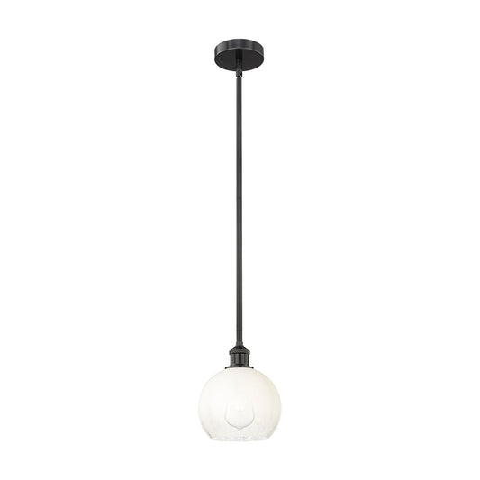 Innovations Brookhaven Globe 8in 1-Light Mini Pendant | Industrial Matte Black Steel and Opal Glass | Kitchen Island & Dining | Model 616-1S-BK-G483-8OP