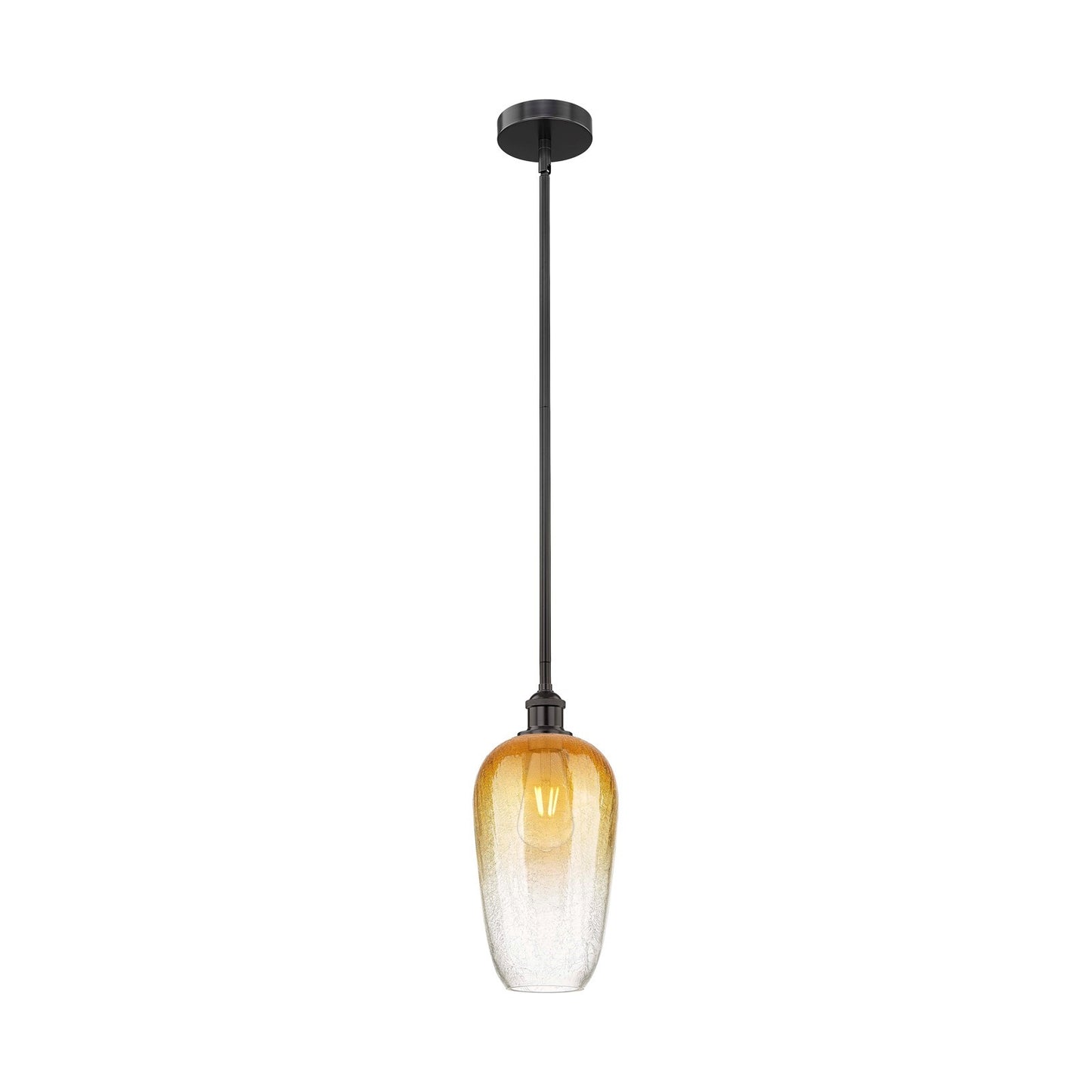 Innovations Brookhaven Flute 7in 1-Light Mini Pendant | Industrial Matte Black Steel and Amber Glass | Kitchen Island & Dining | Model 616-1S-BK-G484-7AM