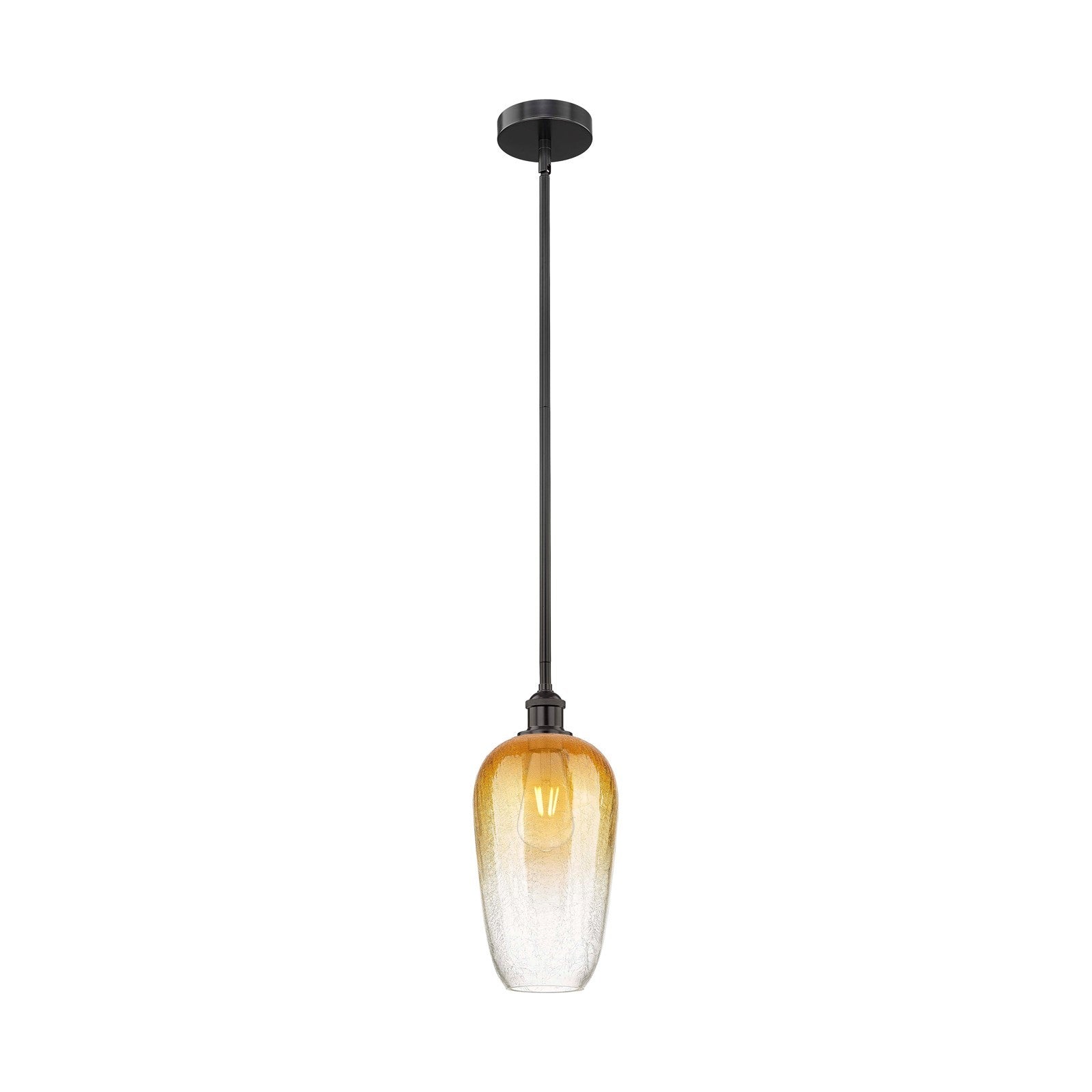 Innovations Brookhaven Flute 7in 1-Light Mini Pendant | Industrial Matte Black Steel and Amber Glass | Kitchen Island & Dining | Model 616-1S-BK-G484-7AM