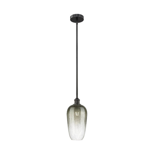 Innovations Brookhaven Flute 7in 1-Light Mini Pendant | Industrial Matte Black Steel and Slate Glass | Kitchen Island & Dining | Model 616-1S-BK-G484-7SL