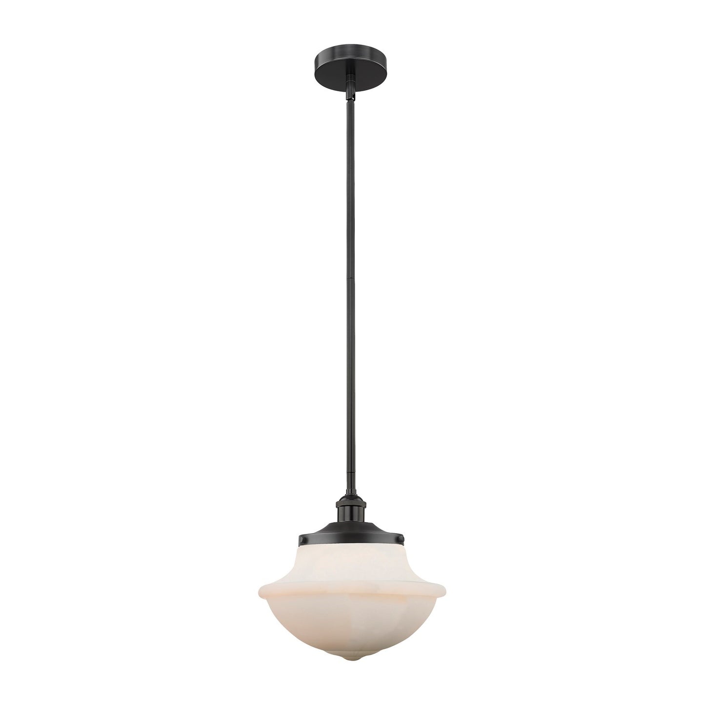 Innovations Oxford 12in 1-Light Mini Pendant | Industrial Matte Black Steel and Matte White Frosted Glass | Kitchen Island | 11.75 | Model 616-1S-BK-G541