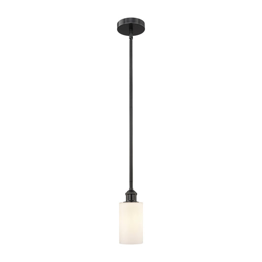 Innovations Clymer 4in 1-Light Mini Pendant | Industrial Matte Black Steel and Matte White Glass | Kitchen Island & Dining Room | Model 616-1S-BK-G801