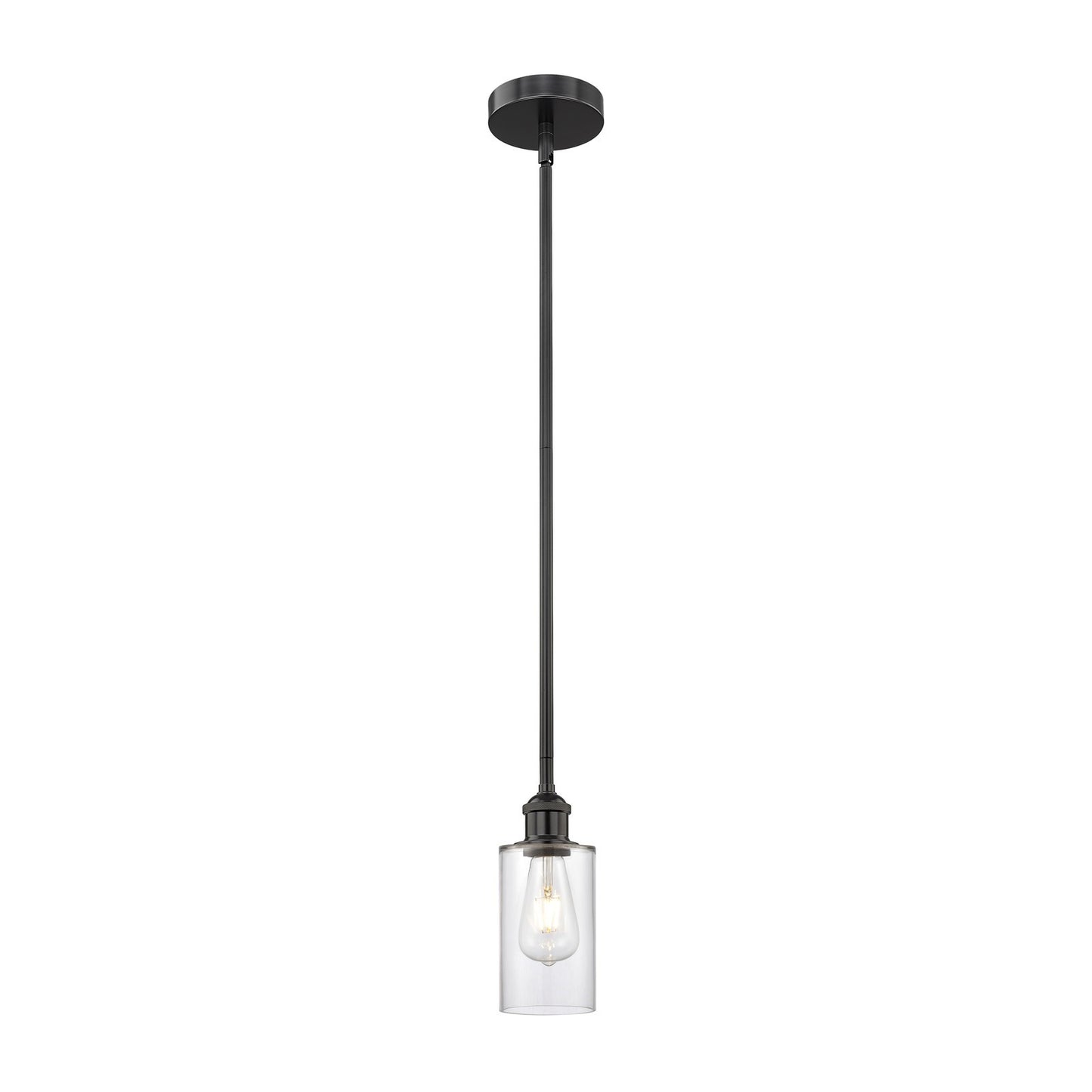 Innovations Clymer 4in 1-Light Mini Pendant | Art Nouveau Matte Black Steel and Clear Glass | Kitchen Island & Dining Room | Model 616-1S-BK-G802-LED